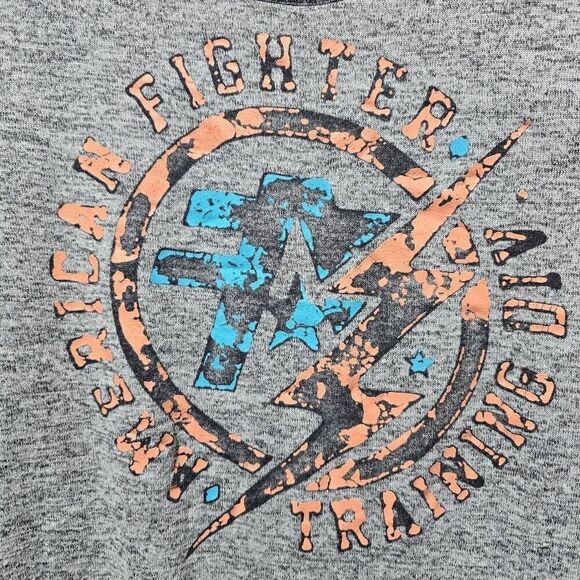 5/$25 American Fighter Grey Graphic Distressed LS Tee - Picture 2 of 10